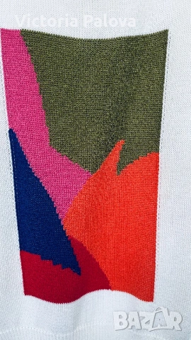 Уникална дизайнерска находка - пуловер MÄRZ München с артистичен цветен панел, снимка 4 - Блузи с дълъг ръкав и пуловери - 53397534