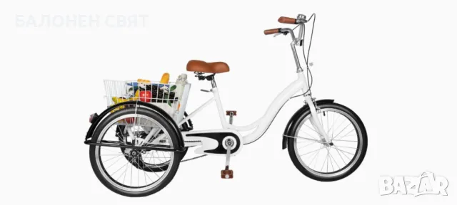 Ново Колело Триколка Велосипед 20 цола, багажен кош 3 спирачки, снимка 3 - Велосипеди - 49093389