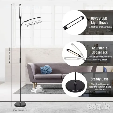 Подова лампа с  дистанционно управление  Zanflare 9 W LED светлина, снимка 6 - Други - 49431327