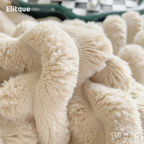 Мекичко пухкаво одеяло в каки цвят, снимка 4 - Други стоки за дома - 53126634