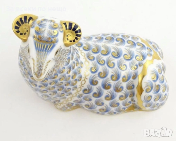 A Royal Crown Derby England  paperweight modelled as a ram/  Circa 1988 Код P1643, снимка 10 - Декорация за дома - 52932793