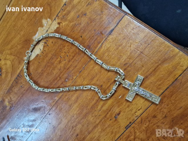 Златен Ланец с Кръст, снимка 1 - Колиета, медальони, синджири - 41679197
