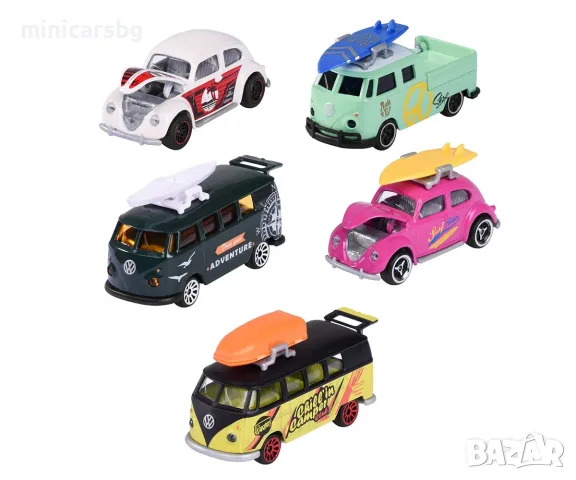 Метални колички Volkswagen Beetle и T1 – комплект 5 броя, снимка 2 - Колекции - 55983928