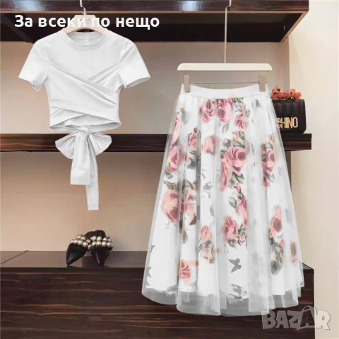 Дамски Комплект Пола И Блуза - Налични Различни Цветове Код A625, снимка 4 - Комплекти - 50466363