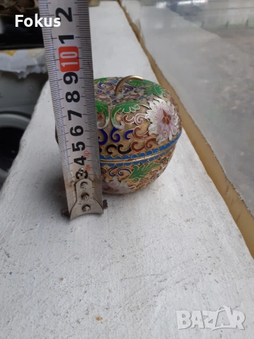Клоазоне cloisonne клетъчен емайл бронз ваза ябълка, снимка 6 - Антикварни и старинни предмети - 53335642