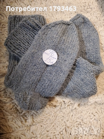 Ръчно плетени мъжки чорапи от вълна, размер 45, снимка 6 - Мъжки чорапи - 43426772