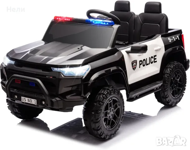 Двуместен акумулаторен джип POLICE 4X4 24V MP3 меки гуми,Кожена седалк, снимка 15 - Детски велосипеди, триколки и коли - 48292075