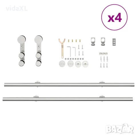 vidaXL Механизъм за плъзгаща врата 400 см неръждаема стомана сребрист, снимка 8 - Железария - 56146979