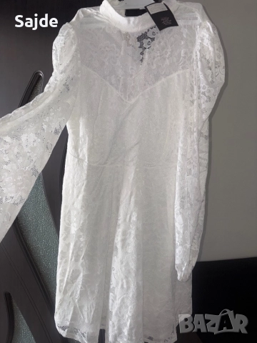 Бяла рокля с дантела, снимка 3 - Рокли - 51441436
