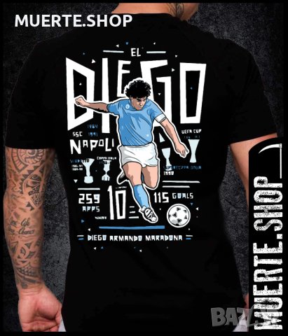Черна тениска с щампа EL DIEGO MARADONA