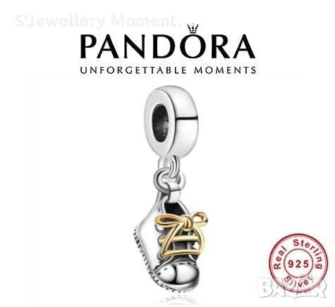 Талисман Pandora сребро 925 Baby Shoe Dangle Charm, снимка 1 - Гривни - 39439436