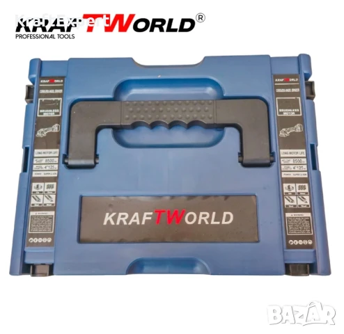 Акумулаторен Ъглошлайф 125мм Kraftworld с 2 Батерии в Куфар, снимка 6 - Други инструменти - 50483707