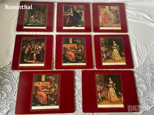 Английски коркови подложки -комплект 8 броя