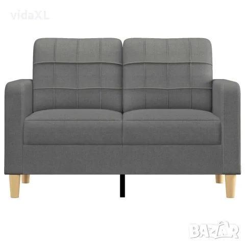 vidaXL 2-местен диван, Тъмносив, 120 см, плат, снимка 3 - Дивани и мека мебел - 56147321