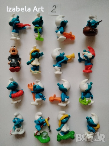 16бр фигури Kinder СМЪРФОВЕ/стари Киндер играчки от шоколадови яйца 