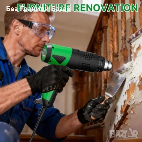 Нов Термопистолет 1800W 1.5s нагряване 50-650°C защита 4 накрайника, снимка 7 - Друга електроника - 53744503