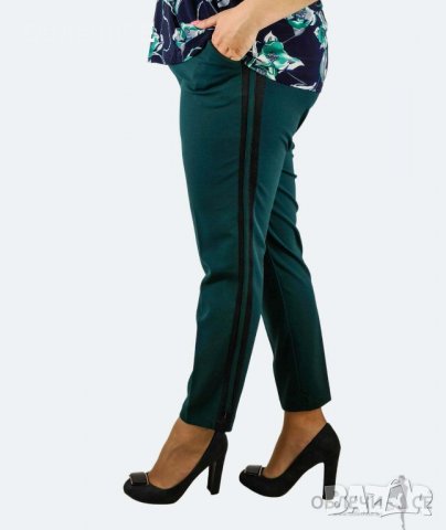 Макси дамски еластичен панталон с кант /зелен/
