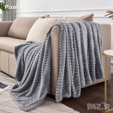 Поларено одеяло - Сиво 200x230, снимка 4 - Олекотени завивки и одеяла - 44810250