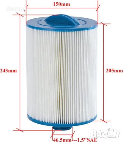 Филтърен патрон Malaka за спа басейн, съвместим с PWW50P3 6CH-940 FC-0359 1.5'' едра/SAE резба, снимка 2 - Басейни и аксесоари - 49907203