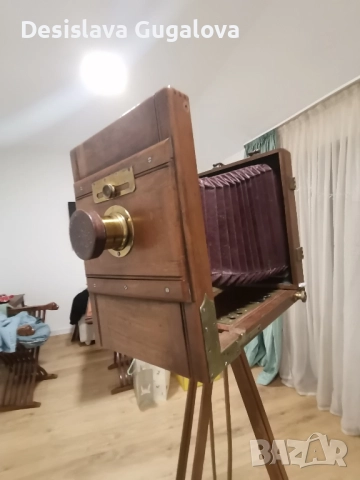 Античен дървен фотоапарат с мех, снимка 7 - Антикварни и старинни предмети - 52915002