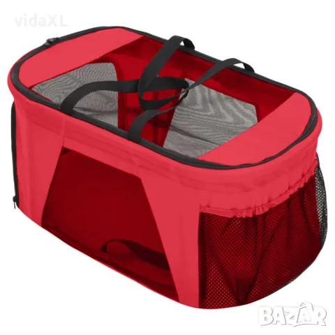vidaXL Сгъваема количка за кучета, червена, 83x48x97 см, Оксфорд плат, снимка 8 - Други - 56146312