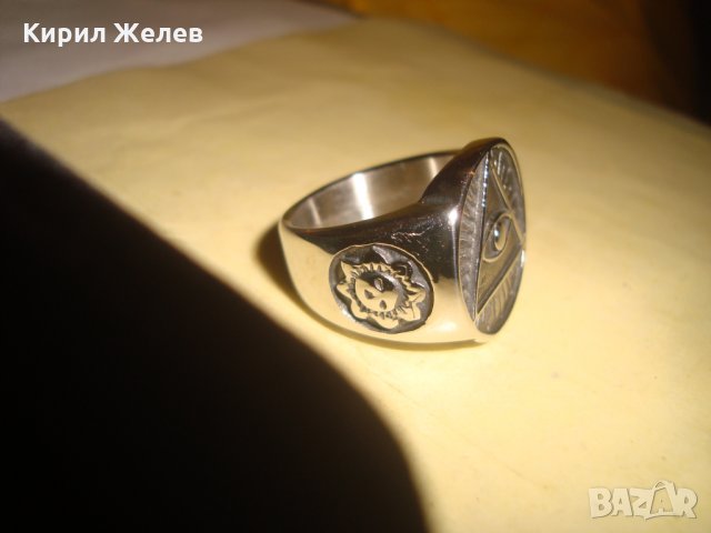 МАСОНСКИ СТОМАНЕН НЕРЪЖДАЕМ ПРЪСТЕН НОВ 25032, снимка 2 - Пръстени - 34484410