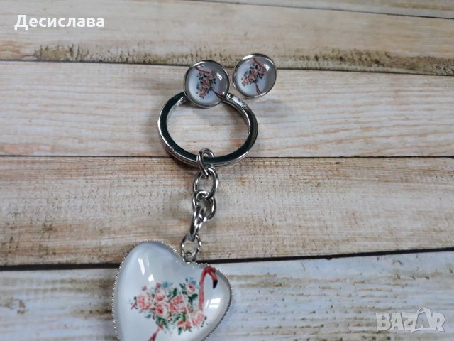 Комплект обеци и ключодържател "Фламинго", снимка 4 - Други - 33942182