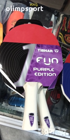 хилка за тенис  на маса нова tibhar fun purple edition черна,червена гладки гуми 1.6мм ракета за ком, снимка 2 - Тенис - 36086165