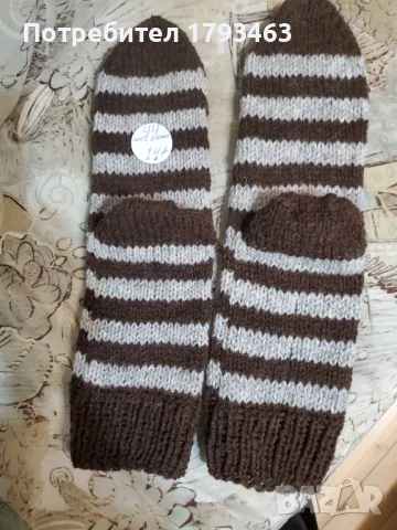 Ръчно  плетени  мъжки  чорапи  от  вълна,  размер  44, снимка 1