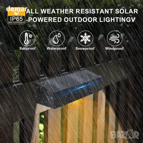 litren Соларни осветителни тела за огради, 4 броя, 3 цветови режима, IP65, снимка 6 - Соларни лампи - 50412621