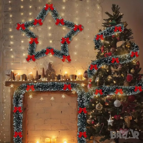 🎄✨ 6.0 Метрова Коледна Гирлянда с Панделки – Премиум Декорация ✨🎄