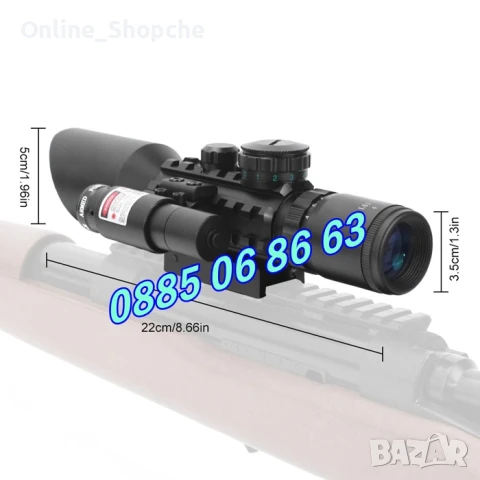 Оптика за пушка с лазерен прицел, оптически мерник 3-10x42Е, захват 10-22 мм, снимка 7 - Оборудване и аксесоари за оръжия - 50513563