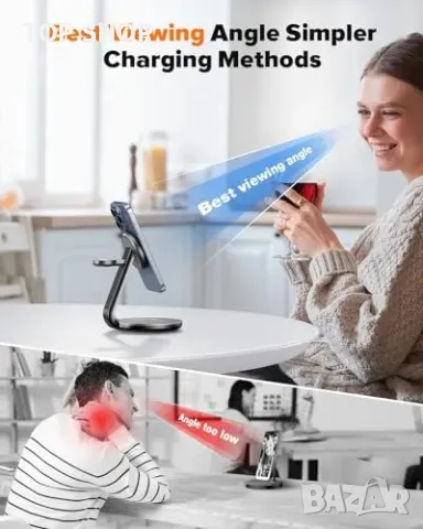 Нова 3 в 1 Магнитна зарядна станция iPhone iWatch AirPods телефон слушалки, снимка 5 - Аксесоари за Apple - 49309319