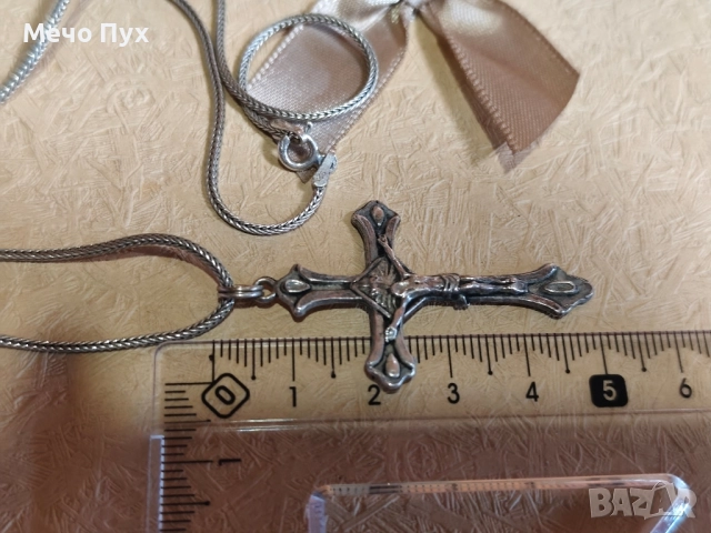 Сребърен синджир с Кръст(383), снимка 4 - Колиета, медальони, синджири - 52540273