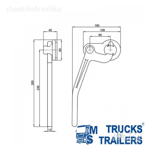 Горна лява ключалка без контра 10340100L, снимка 2 - Части - 33986195