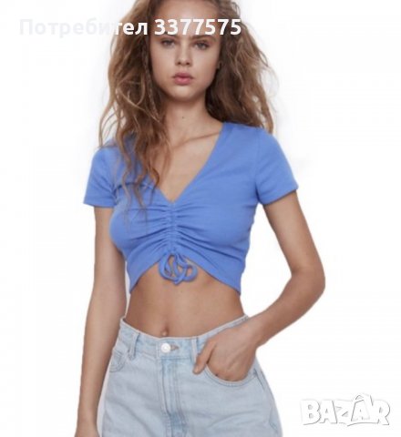 Zara crop top къса блуза, снимка 1 - Корсети, бюстиета, топове - 39908730