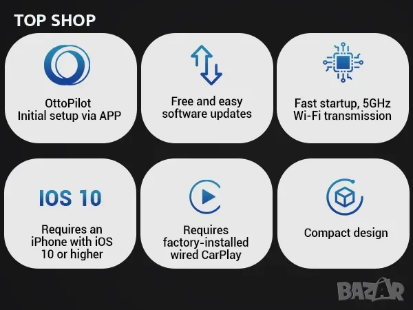OTTOCAST U2-AIR CarPlay безжичен адаптер за iPhone,Plug & Play/bluetooth Dongle/Автоматична връзка, снимка 6 - Аксесоари и консумативи - 49308611