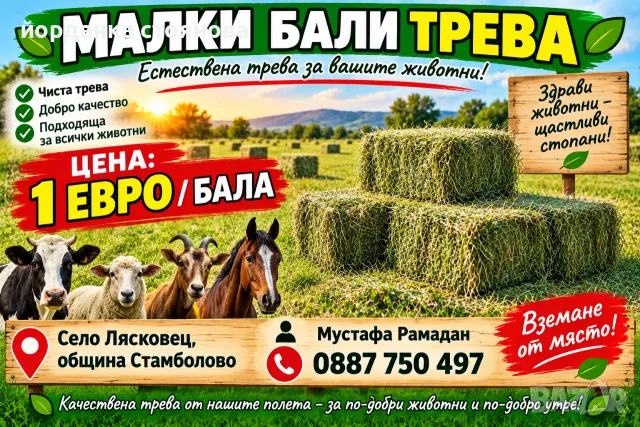 Продавам малки бали трева 