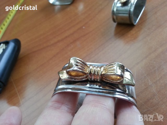 салфетници рингове пръстени за салфетки посребриени и позлатени , снимка 3 - Антикварни и старинни предмети - 39989780