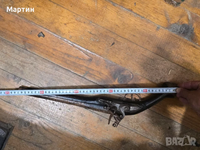 Античен кремъчен пистолет – ръчна изработка, 18–19 век Цена: 2200 лв.  Продавам старинен кремъчен пи, снимка 9 - Бойно оръжие - 50526360