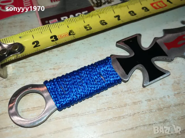 НОЖ С КРЪСТ-СИНЯ ОПЛЕТКА 1203252018, снимка 6 - Ножове - 49469709