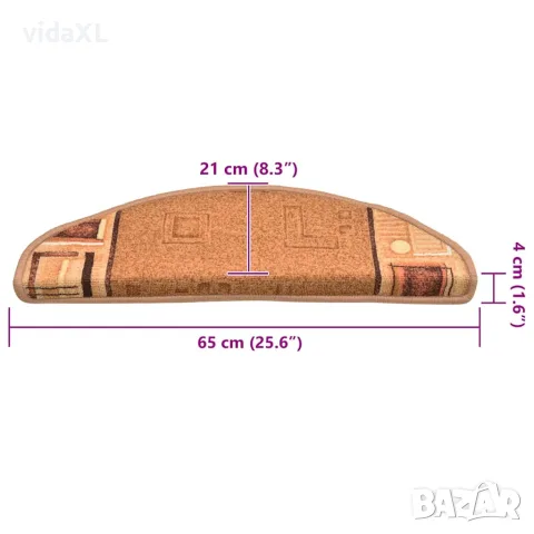 vidaXL Самозалепващи стелки за стъпала, 15 бр, бежови, 65x21x4 см, снимка 8 - Изтривалки - 56146835