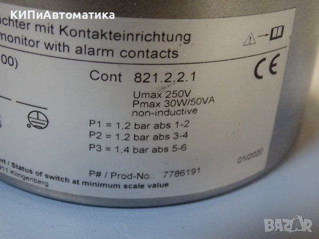 Ел. контактен манометър Wika SF-6 pressure gauge Ф100 0-1.6 bar, снимка 6 - Резервни части за машини - 40620241