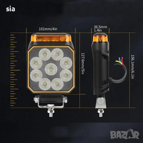 Халоген с аварийна светлина, ЛЕД, 1бр на 12V и 24V, снимка 3 - Аксесоари и консумативи - 51327730