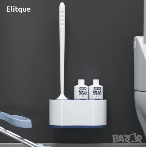 Тоалетна силиконова четка с двойна поставка в бяло и сиво, снимка 4 - Други стоки за дома - 52743863