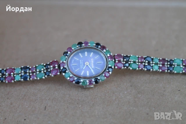 Дамски сребърен часовник ''Vialux'' с полускъпоценни камъни, снимка 11 - Дамски - 51331152