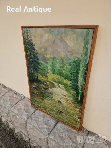 Иван Кънчев- масло пейзаж платно автор- 1970 г., снимка 7 - Антикварни и старинни предмети - 49208442