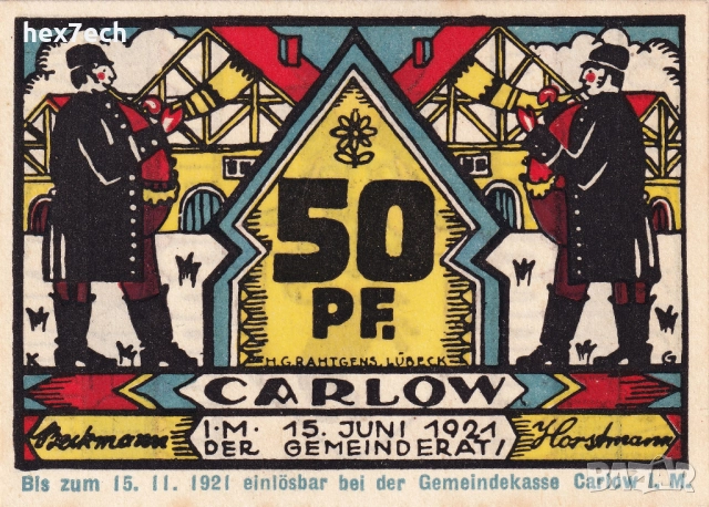 ❤️ Германия Carlow 1921 50 пфенинга UNC нова ❤️, снимка 2 - Нумизматика и бонистика - 52906299
