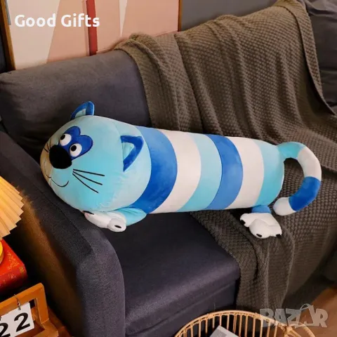 Голяма плюшена Котка Възглавница Long Cat Плюшена Възглавница дълга котка, снимка 4 - Плюшени играчки - 48530897