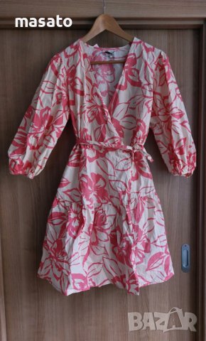 RESERVED - розова рокля с прихлупване